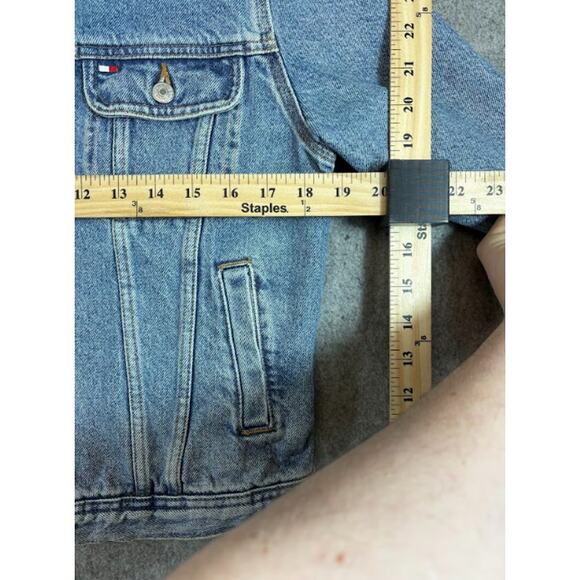 VTG Tommy Hilfiger Trucker Jean Jacket Women M Blue Stonewash Streetwear 90s Y2K - Picture 9 of 10